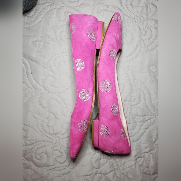 Kate Spade Pink Suede Chrystal Dot Flats - Picture 6 of 7